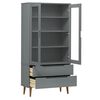 vidaXL Vitrinenschrank MOLDE Grau 90x35x175 cm Massivholz Kiefer
