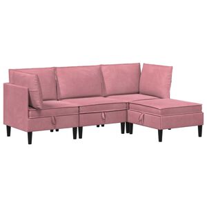 vidaXL Wohnzimmergarnitur 4 stk. Rosa Samt