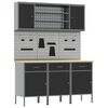 vidaXL Werkbank mit Schubladen 7 pcs Schwarz Ingenieure Holz und Stahl