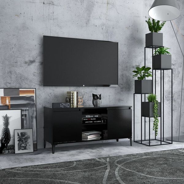 vidaXL TV-Schrank mit Metallbeinen Schwarz 103,5x35x50 cm