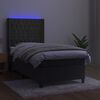 vidaXL Boxspringbett mit Matratze & LED Dunkelgrau 90x200 cm Samt