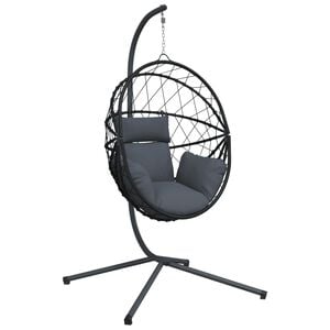 vidaXL H&auml;ngesessel Ei-Design mit St&auml;nder Anthrazit Rattan und Stahl