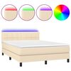 vidaXL Boxspringbett mit Matratze & LED Creme 140x200 cm Stoff