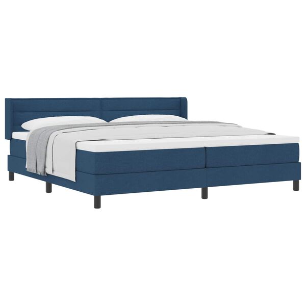 vidaXL Boxspringbett mit Matratze Blau 200 x 200 cm Polyester