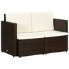 vidaXL 2-Sitzer-Gartensofa mit Auflagen Braun Poly Rattan