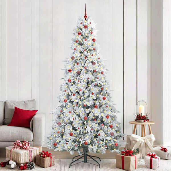 vidaXL K&uuml;nstlicher klappbarer Weihnachtsbaum Wei&szlig; 240 cm PE und PVC