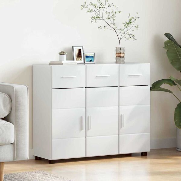 vidaXL Sideboard Hochglanz Wei&szlig; 88,5 x 30,5 x 73 cm Holzwerkstoff