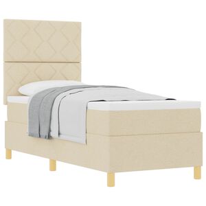 vidaXL Boxspringbett mit Matratze mit Kopfteil Creme 80 x 200 cm Stoff