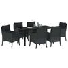 vidaXL Garten Essgruppe mit Kissen 7 pcs Schwarz Poly-Rattan