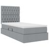 vidaXL Bett mit Stauraum und LED Hellgrau 90 x 200 cm Polyester
