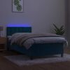 vidaXL Boxspringbett mit Matratze & LED Dunkelblau 90x200 cm Samt