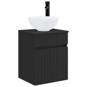 vidaXL Wandmontierte Waschbecken-Vanit&auml;t Schwarz 39 x 35 x 63 cm