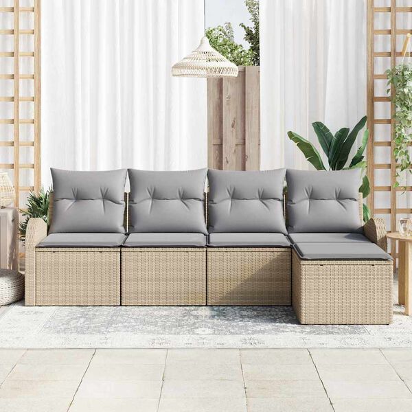 vidaXL Gartensofa-set 5 pcs Beige Poly-Rattan