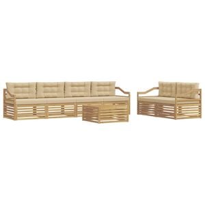 vidaXL Outdoor-Sofagarnitur 7 stk. Wei&szlig; und Beige Polyester