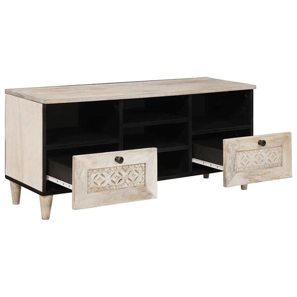 vidaXL TV-Einheiten mit Schubladen Wei&szlig; 100 x 33 x 46 cm Holzwerkstoff