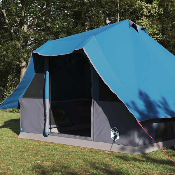 vidaXL Tipi Zelt mit Dach mit Speicher Blau 358 x 296 x 258 cm Taft