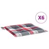 vidaXL Gartenstuhl-Kissen 6Stk. Rot Karomuster 40x40x4cm Oxford-Gewebe
