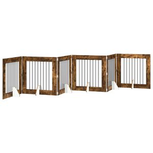 vidaXL Klappbares Hundetor mit St&auml;ndern 6 stk. R&auml;uchereiche 482 cm