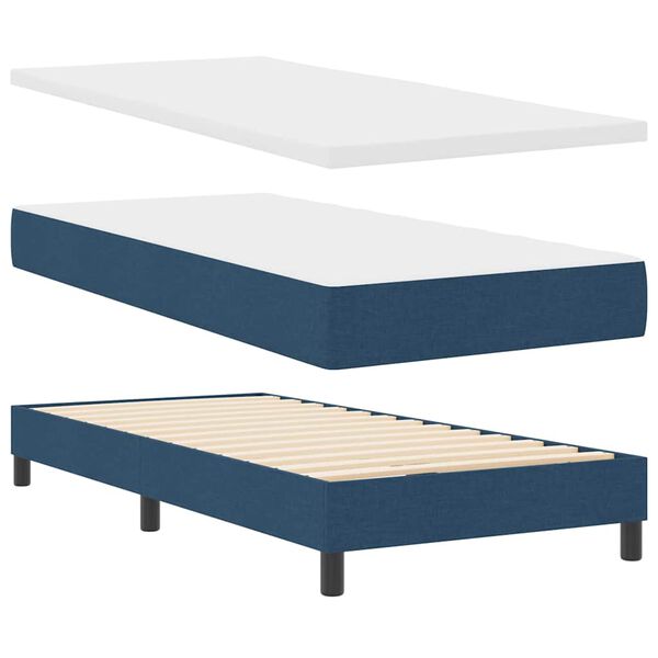 vidaXL Boxspringbett mit Matratze mit Kopfteil Blau 190 x 140 cm Stoff