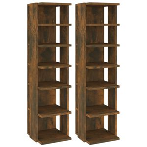 vidaXL Schuhregale 2 Stk. R&auml;uchereiche 27,5x27x102 cm Holzwerkstoff