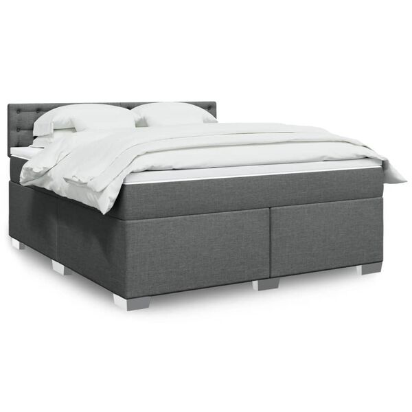 vidaXL Boxspringbett mit Matratze Dunkelgrau 180x200 cm Stoff