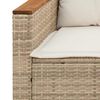 vidaXL 3-tlg. Garten-Sofagarnitur mit Kissen Beige Poly Rattan