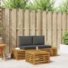 vidaXL Outdoor-Sofagarnitur mit Kissen 3 St&uuml;ck Natur und Anthrazit