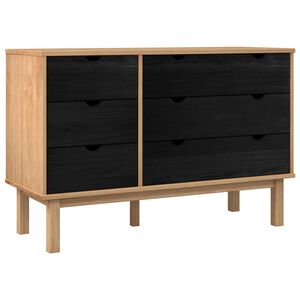 vidaXL Schubladenschrank mit Speicher OTTA Schwarz 111 x 43 x 73,5 cm