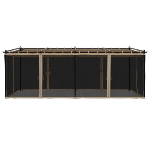vidaXL Pavillon mit Netzwänden Taupe 6x3 m Stahl