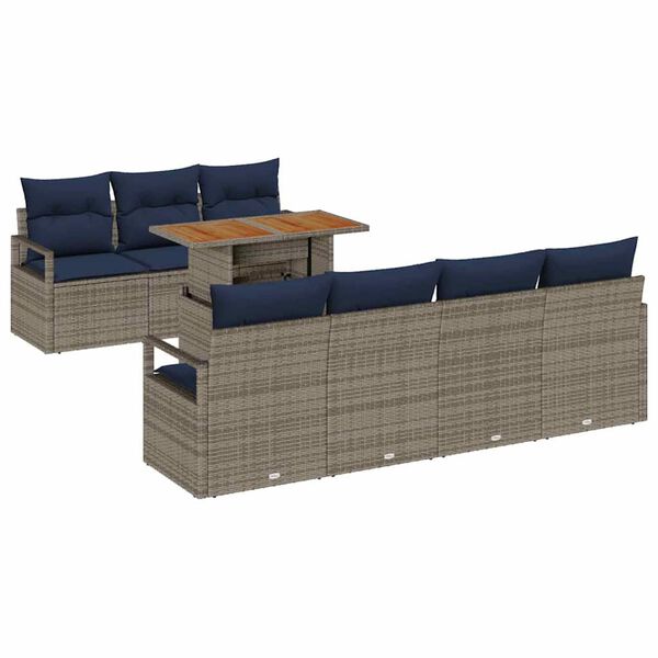vidaXL Garten-Sofa-Set mit Kissen mit Kissen 8 pcs Grau und Blau