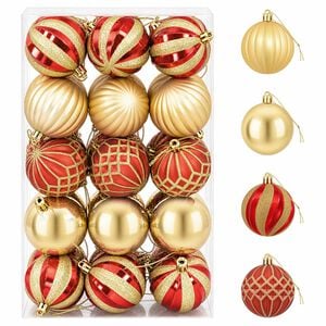 vidaXL Weihnachtskugelset 30 stk. Gold und Rot &Oslash; 6 cm Kunststoff