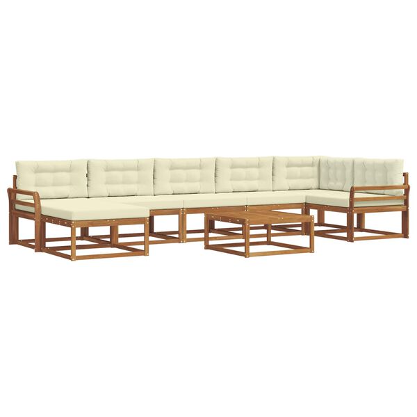 vidaXL Outdoor-Sofagarnitur mit Kissen 8 pcs Natur und Creme