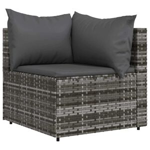 vidaXL Garten-Ecksofa mit Kissen Grau Poly Rattan
