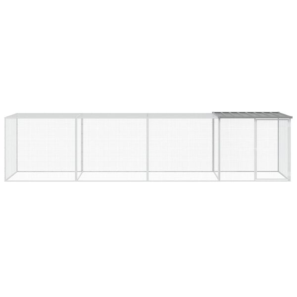 vidaXL H&uuml;hnerk&auml;fig mit Dach Hellgrau 403x98x90 cm Verzinkter Stahl