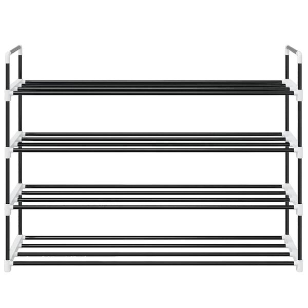 vidaXL Schuhregal mit 4 Etagen Metall und Kunststoff Schwarz