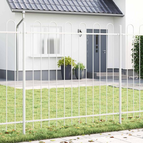 vidaXL Gartenzaun 3 pcs Grau 5,1 x 1,2 m Pulverbeschichteter Stahl