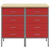 vidaXL Werkbank mit Schubladen 2 pcs Rot und Grau 100 x 55 x 85 cm