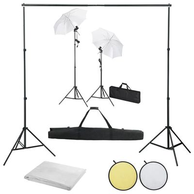 vidaXL Fotostudio-Set mit Hintergründen, Leuchten und Schirmen