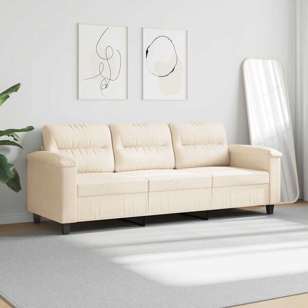 vidaXL 3-Sitzer-Sofa Beige 180 cm Mikrofasergewebe