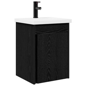 vidaXL Badezimmer Waschtischunterschrank mit Wasserhahn Schwarze Eiche