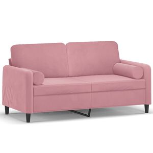 vidaXL 2-Sitzer-Sofa mit Zierkissen Rosa 140 cm Samt