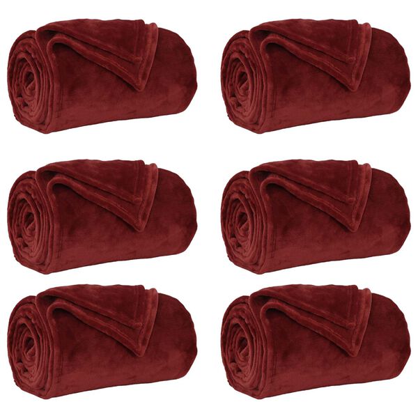 vidaXL Wohndecken 6 pcs Bordeauxrot 150 x 200 cm Fleece