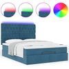 vidaXL Ottoman-Bett mit Matratzen & LEDs Dunkelblau 140x200 cm Samt