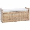 vidaXL Sitzbank mit Stauraum mit Kissen Natur 110 x 40 x 50 cm Rattan