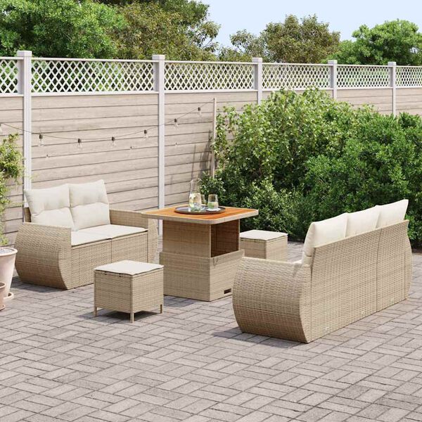 vidaXL Gartensofa-set 8 pcs Beige Poly-Rattan