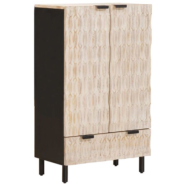 vidaXL Highboard mit T&uuml;r Wei&szlig;e gewaschene Oberfl&auml;che 60 x 33 x 100 cm