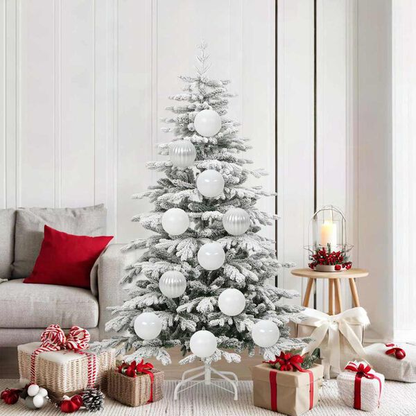 vidaXL Weihnachtskugel-Set 9 pcs Weiß Kunststoff