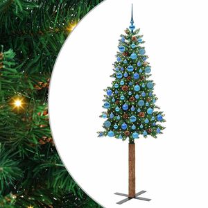 vidaXL Schlanker Weihnachtsbaum mit 300 LEDs mit St&auml;nder Gr&uuml;n 180 cm