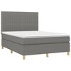vidaXL Boxspringbett mit Matratze & LED Dunkelgrau 140x200 cm Stoff