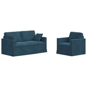 vidaXL Sofa Set 2 pcs Blau 158 x 78 x 80 cm Samt